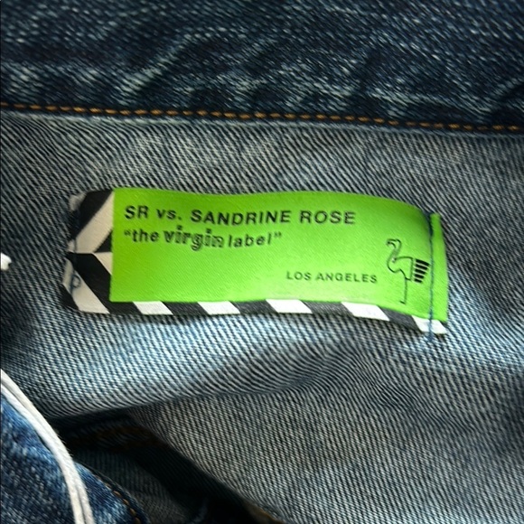 SANDRINE ROSE X FREE PEOPLE Denim Jacket Lartiste Blue Not Yours Embroidered NEW - Picture 4 of 11